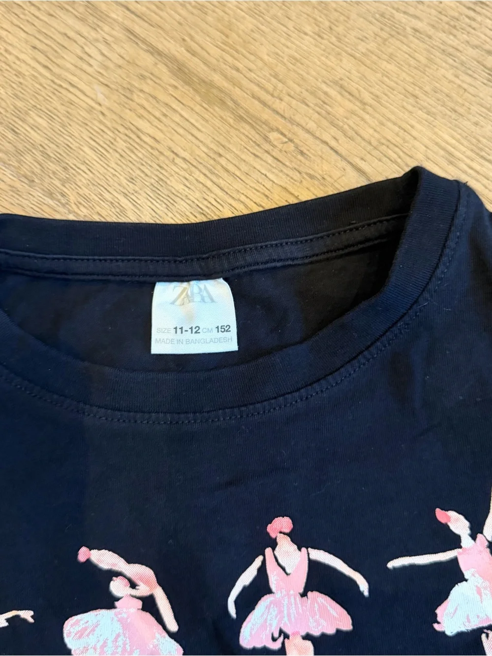 Black girls Short Sleeve Tee with Pink Ballerina Print